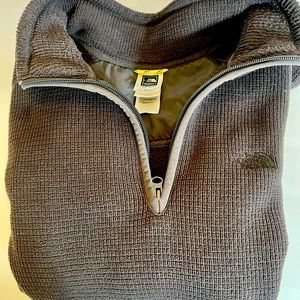 The North Face Men's fleece lined 1/4 zip Brown Pullover Sweatshirt XL
